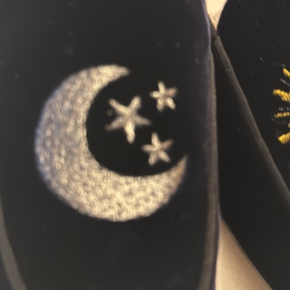 Ann Taylor Valeria Moon Stars Navy Velvet Slides in Night Sky 8.5 - Picture 2 of 7